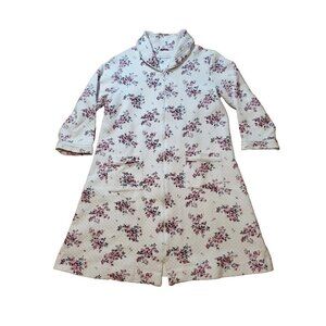 Eileen‎ West Diamond Quilt Pink Floral Size M Full Zip Robe House Coat